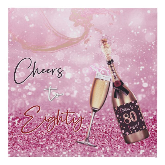 CHEERS TO 80 YEARS Faux Wrapped Canvas Print (Front)