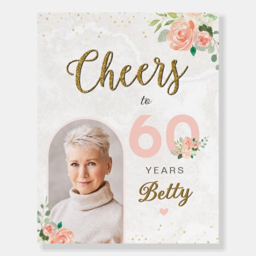 Cheers to 80 Years Ladys Photo Birthday Welcome Foam Board