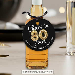 Cheers to 80 Years Script Balloon Thank You Favor Tags