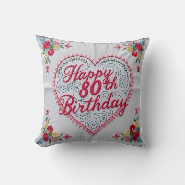 Cheers to 80 Years” Throw Pillow: Celebrate  Pillow (Front)
