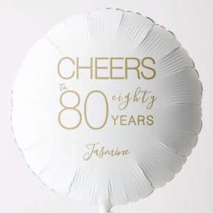 Cheers to 80 years White Gold Eighty Birthday Balloon