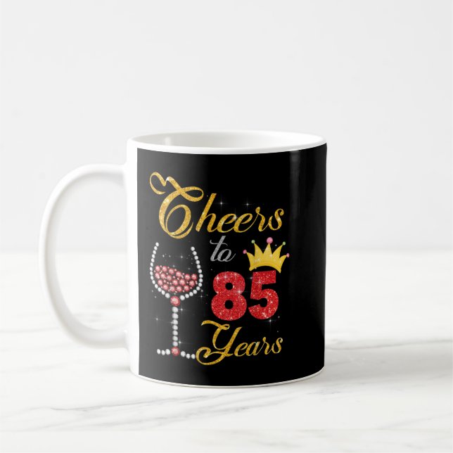Cheers to 85 Years 1937 85th Birthday Wine Diamond Coffee Mug (Left)
