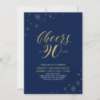 Cheers to 90 | Gold & Navy 90th Birthday Party