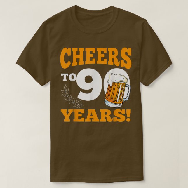 Cheers To 90 Year Drinking Beer Funny Birthday Par T-Shirt (Design Front)