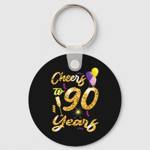 Cheers To 90 Years 1931 90th Birthday Celebration Keychain