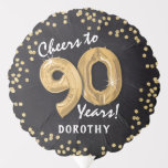 Cheers to 90 Years' 90th Birthday Balloon<br><div class="desc">Black & Gold 'Cheers to 90 Years' 90th Birthday Balloon!</div>