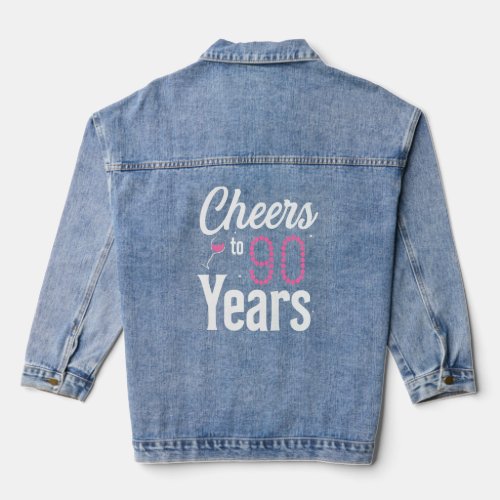 Cheers To 90 Years  90th Birthday Born In 1932  Denim Jacket