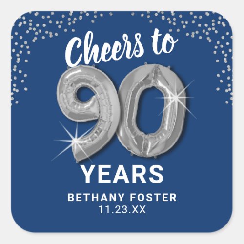 Cheers to 90 Years Adult Birthday Square Sticker