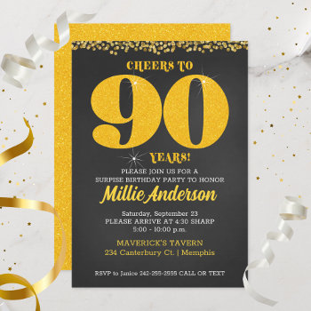 Cheers To 90 Years Birthday 90th Ninetieth Invitation by allpetscherished at Zazzle