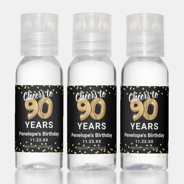 Cheers to 90 Years Birthday Travel Hand Sanitizer (Set)