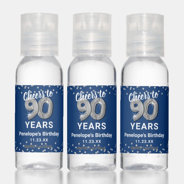 Cheers to 90 Years Birthday Travel Hand Sanitizer (Set)