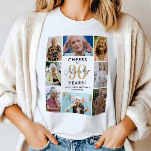 Cheers to 90 Years Photo Collage Birthday T-Shirt