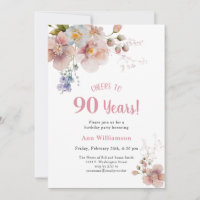 Cheers to 90 Years Pink Floral Birthday