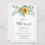Cheers to 90 Years Sunflower Birthday Invitation