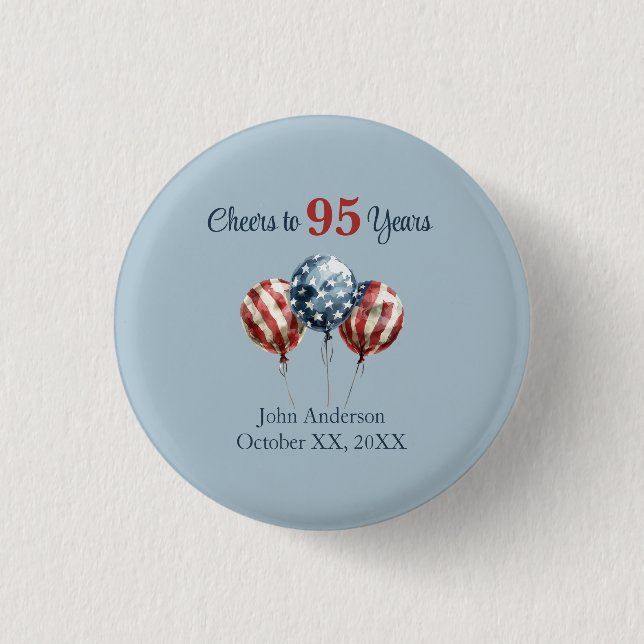 Cheers to 95 Years Birthday Party  Button (Front)