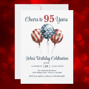 Cheers to 95 Years Birthday Party Invitation