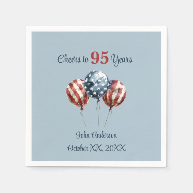 Cheers to 95 Years Birthday Party  Napkins (Front)