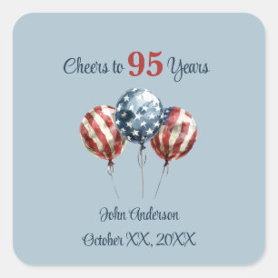 Cheers to 95 Years Birthday Party Square Sticker