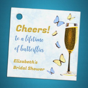 Cheers To A Lifetime Of Butterflies Bridal Shower Favor Tags