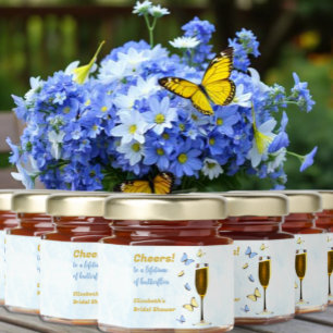 Cheers To A Lifetime Of Butterflies Bridal Shower Honey Jar Favors