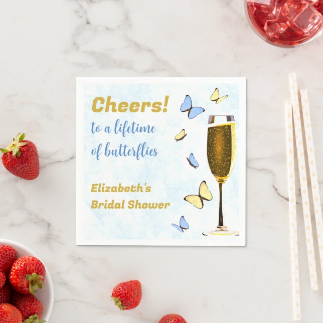 Cheers To A Lifetime Of Butterflies Bridal Shower Napkins (Insitu)