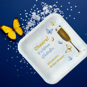 Cheers To A Lifetime Of Butterflies Bridal Shower Paper Plates