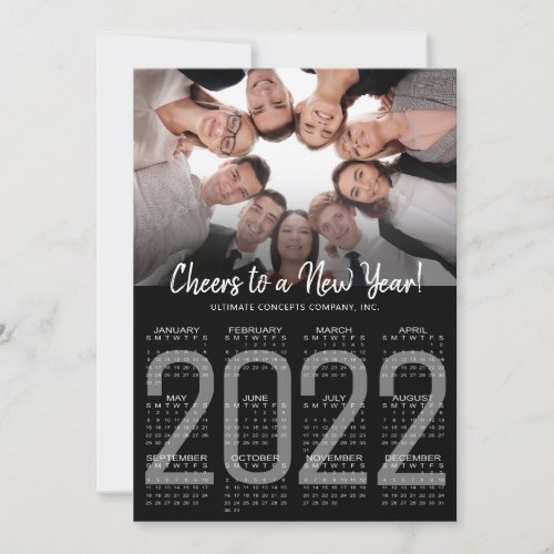 CHEERS TO A NEW YEAR 2022 Calendar Corporate Photo Holiday Card