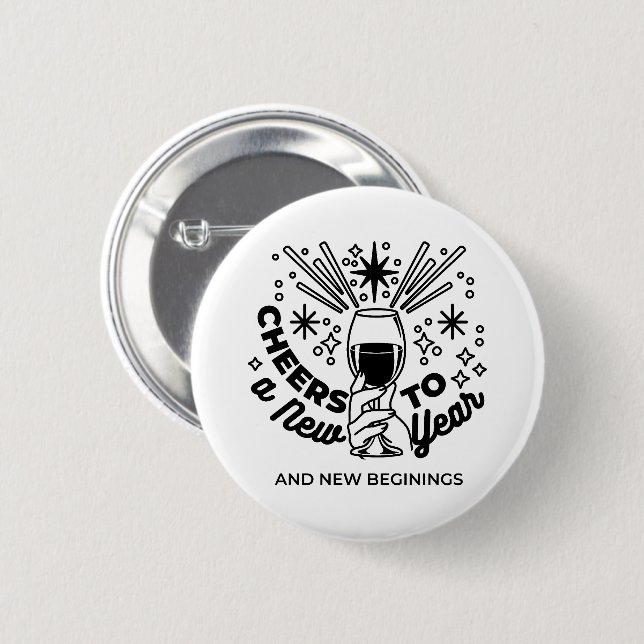 Cheers to a New Year Celebration Design Button (Front & Back)