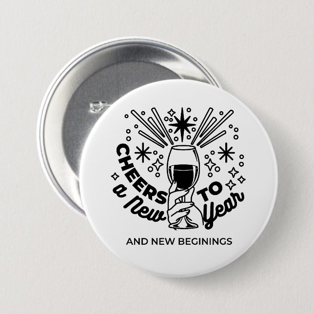 Cheers to a New Year Celebration Design Button (Front & Back)