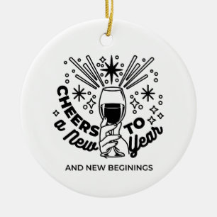 Cheers to a New Year Celebration Design Ceramic Ornament