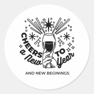 Cheers to a New Year Celebration Design Classic Round Sticker