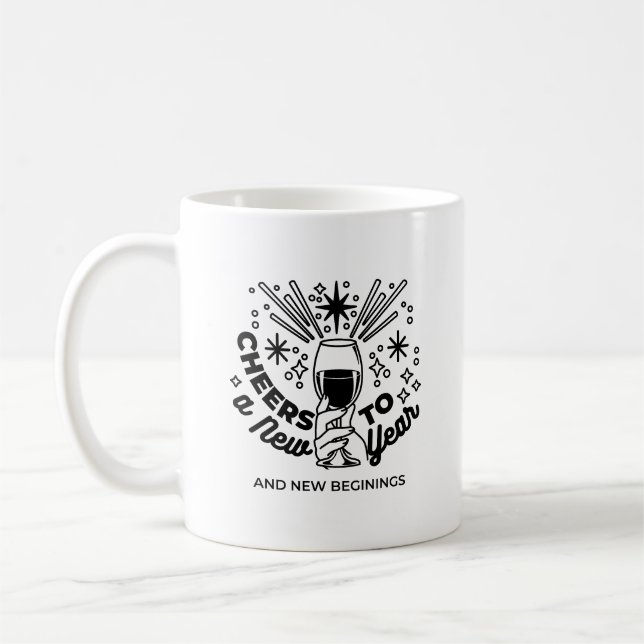 Cheers to a New Year Celebration Design Coffee Mug (Left)