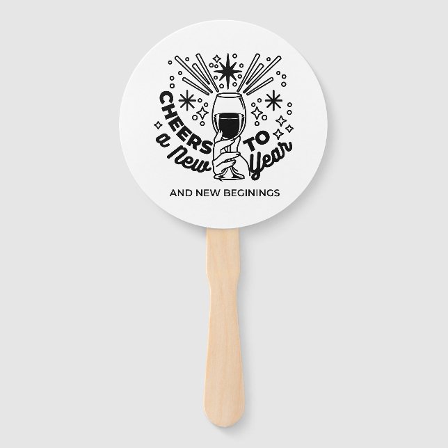 Cheers to a New Year Celebration Design Hand Fan (Front)