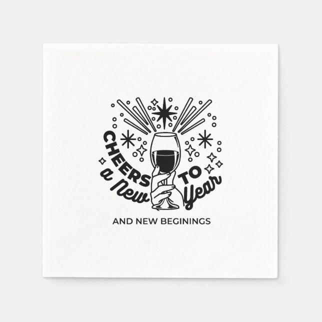 Cheers to a New Year Celebration Design Napkins (Front)
