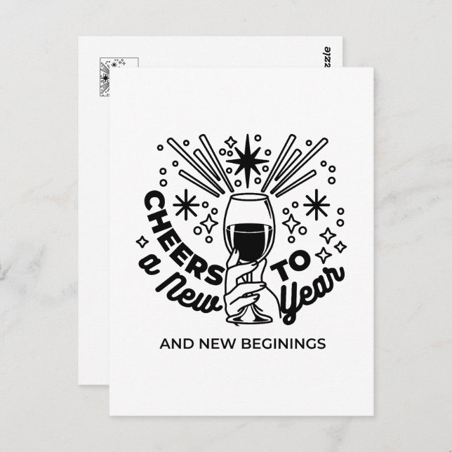 Cheers to a New Year Celebration Design Postcard (Front/Back)