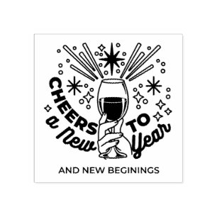 Cheers to a New Year Celebration Design Rubber Stamp