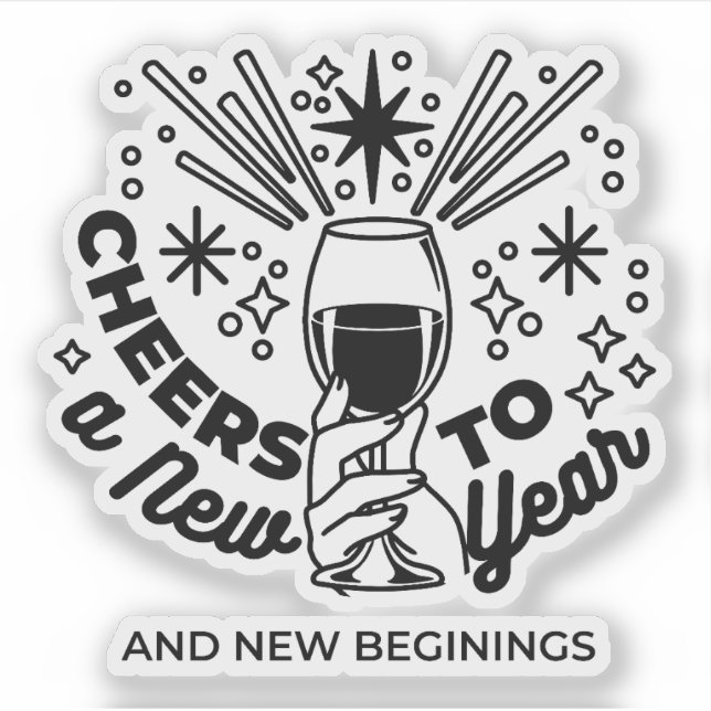 Cheers to a New Year Celebration Design Sticker (Front)