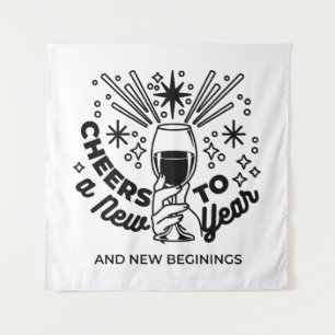 Cheers to a New Year Celebration Design Tapestry