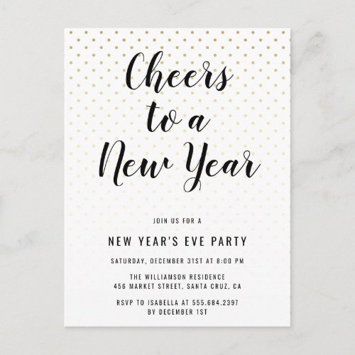 Cheers To A New Year Chic Holiday Party Invitation Postcard