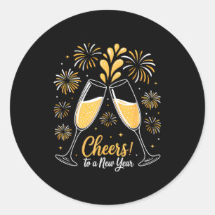 Cheers To A New Year Eve Party Countdown Happy New Classic Round Sticker