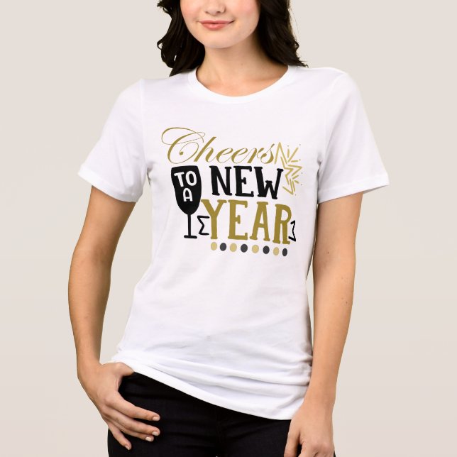 Cheers To A New Year Gold Chic Tri-Blend Shirt (Front)