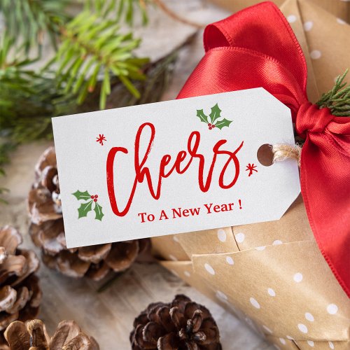 Cheers To A New Year Modern Simple Holiday Wishes Gift Tags