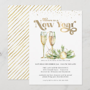 Cheers to a New Year   Sparkling Champagne Invitation