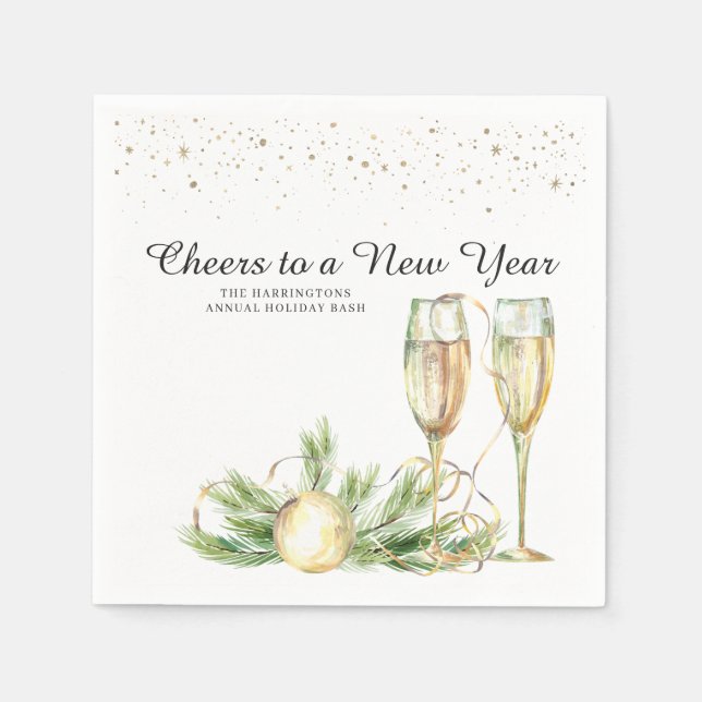Cheers to a New Year | Sparkling Champagne Napkins (Front)