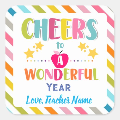 Cheers to a Wonderful Year bright and colorful Square Sticker