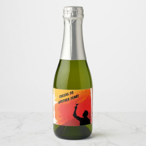 Cheers To Another Year Male Mini Sparkling Wine Label