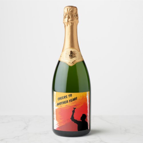Cheers To Another Year Male Sparkling Wine Label