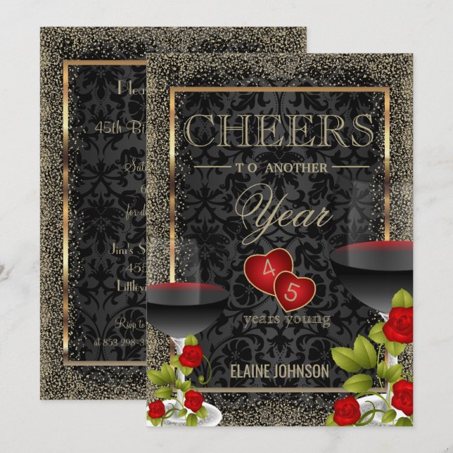 Cheers to Another Year Party Invitation (Front/Back)
