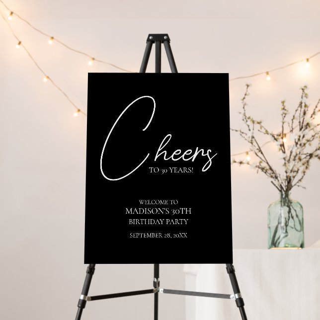 Cheers To Any Age 30th Birthday Welcome Foam Board (In Situ (Stand))