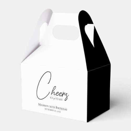 Cheers To Any Age 30th Black  White Birthday Favor Boxes